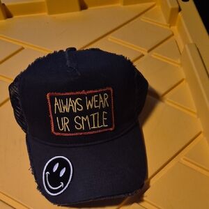 Lauren Moshi Black Hat with Yellow and White Accents